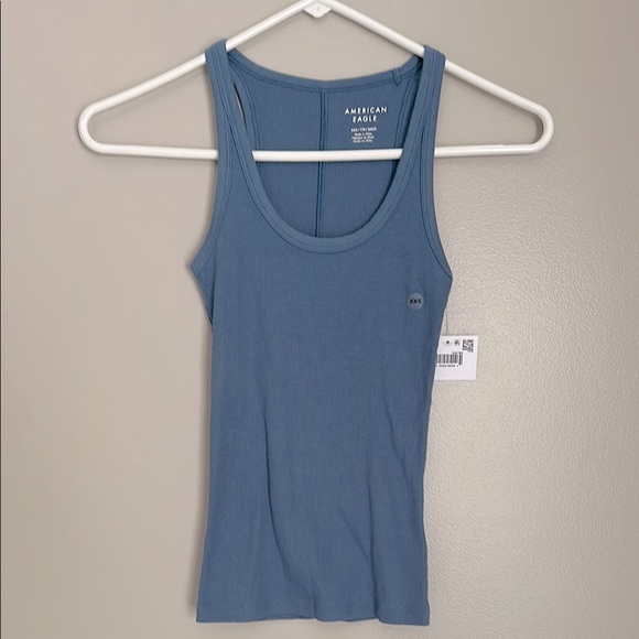 AE Fitted Blue Ribbed Tank Top - Picture 2 of 5